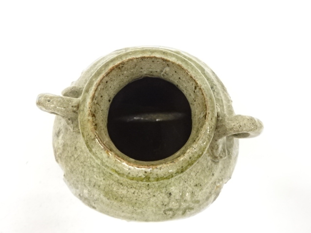  米山章臣造　瀬戸伊賀手　耳付花入